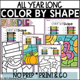 Summer Color by 2D Shapes Worksheets Spring Fall Winter Al