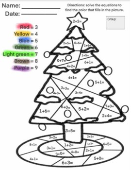 Color by Addition Winter Tree by Nic-nack Class | TPT