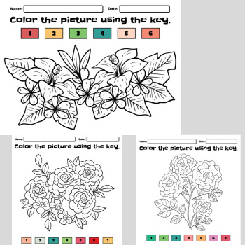 Color by Addition Worksheets to Color by Number - Flower Color by Number