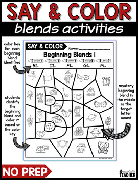 Color by Blends Activities by A Teachable Teacher | TpT