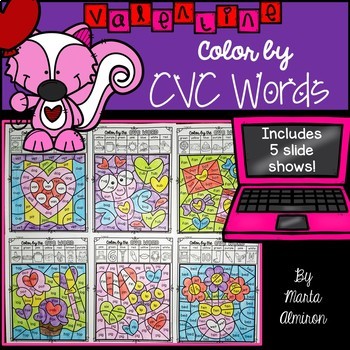 Preview of Color by CVC WORDS {VALENTINE'S DAY}