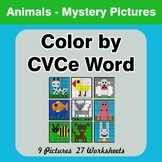 Color by CVCe Word - Animals Mystery Pictures