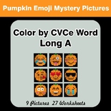 Color by CVCe Word | Long A - Halloween Pumpkin Emoji Myst