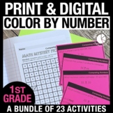 1st Grade Math Review Activities Color by Code Mystery Pic