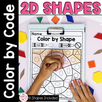 Preview of Color by Code 2D Flat Shapes Activty and Worksheets