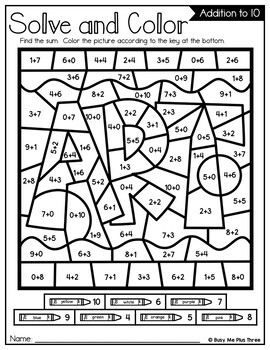 Color by Code ART CLASS Color by Number | Addition and Subtraction to 10