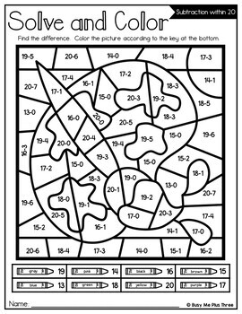 Color by Code ART CLASS Color by Number | Addition and Subtraction to 20