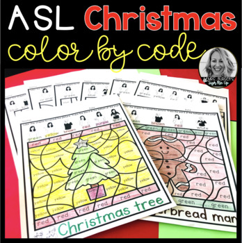 Preview of Color by Code | ASL Christmas FREE