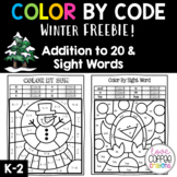 Winter Color by Number Addition to 20 & Sight Words FREE