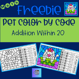 Color by Code Addition Within 20 Pet Cat Freebie