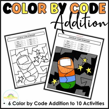 Preview of Color by Code Addition to 10 | Camping