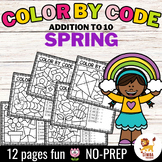 Color by Code - Addition to 10 (Spring) | Seasons - NO PRE