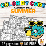 Color by Code - Addition to 10 (Summer) | Seasons - NO PRE