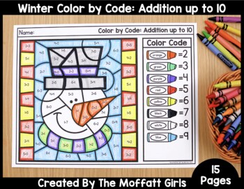 Preview of Color by Code: Addition to 10 (Winter Edition)