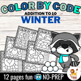 Color by Code - Addition to 10 (Winter) | Seasons - NO PRE