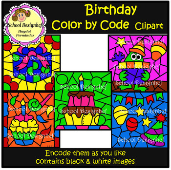 Color by Code - Birthday - Clip Art (School Designhcf) by School Designhcf