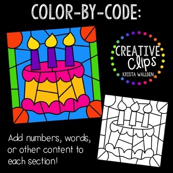 Color by Code: Birthday Clipart Creative Clips Clipart | TpT