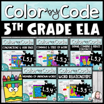 Preview of 5th Grade Language CCSS Color by Code Bundle