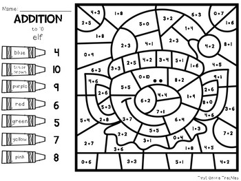 Color-by-Code Christmas Addition by First Grade Freckles | TpT