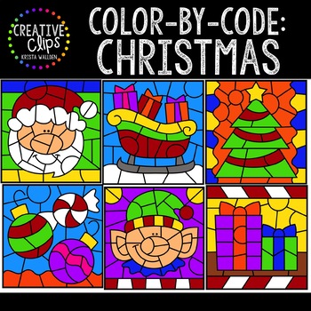 Preview of Color by Code: Christmas Clipart {Creative Clips Clipart}