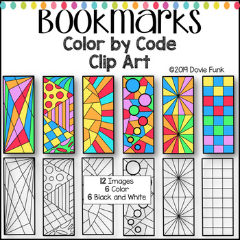 Color by Code Clip Art Designs Bookmarks