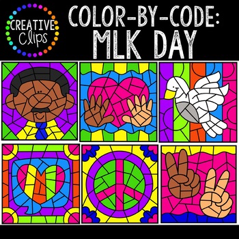 Preview of Color by Code Clipart: Martin Luther King Jr. Clipart {Color by Number}
