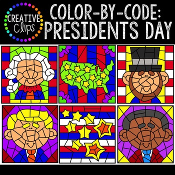 Preview of Color by Code Clipart: Presidents Day Clipart {Color by Number}