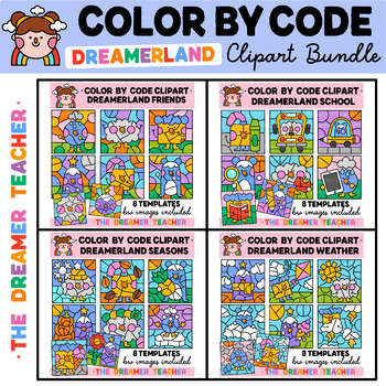 Preview of Color by Code Clipart Templates Bundle