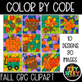 Color by Code Clipart for Fall - 10 seasonal designs - 30 