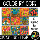 Color by Code Clipart for Spring - 10 seasonal designs 30 imgs