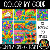 Preview of Color by Code Clipart for Summer - 10 seasonal designs - 30 CBC Images