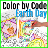Color by Code Coloring Activities Earth Day Addition and S
