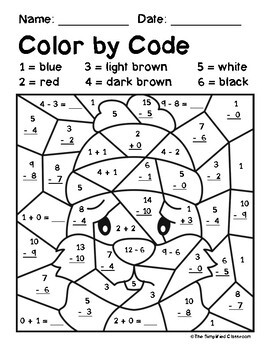 Color by Code Coloring Activities Groundhog Day Add Subtract to 15 ...