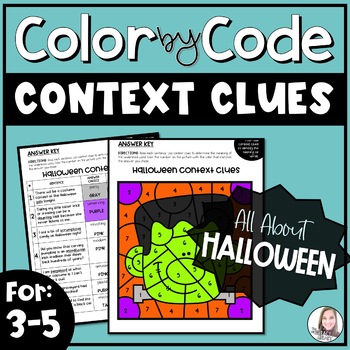 Preview of Halloween Context Clues Color by Number Activity
