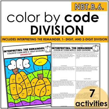 Preview of Color by Code Division | Interpret the Remainder | Fall Themed | NBT.6