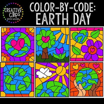 Preview of Color by Code: Earth Day Clipart {Creative Clips Clipart}