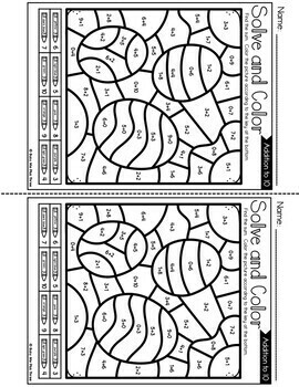 Color by Code Easter Math Activities Addition and Subtraction to 10