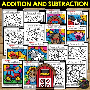 Color By Code Addition and Subtraction (Sea Animals) by Teach and Illuminate