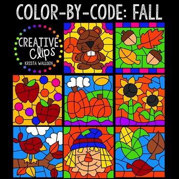 Preview of Color by Code: Fall Clipart Bundle {Creative Clips Clipart}