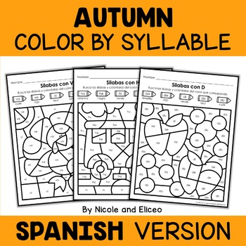 Preview of Fall Color by Spanish Syllable Activities