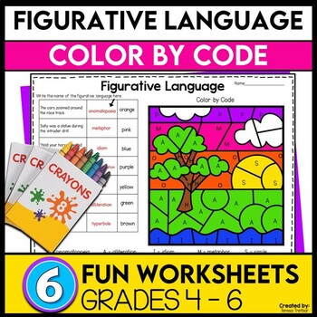 Preview of Figurative Language Worksheets COLOR BY CODE