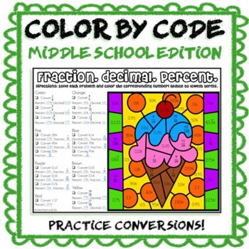 Preview of Color by Code: Fraction, Decimal, Percent