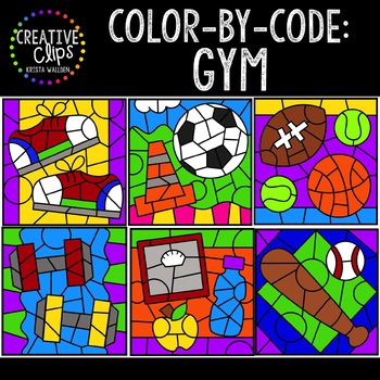 Preview of Color by Code: Gym Clipart {Creative Clips Clipart}