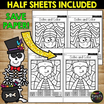 Halloween Color by Code Math Activities Addition and Subtraction to 10