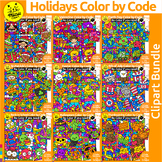 Color by Code Holidays Clipart Bundle | Templates | Add Yo