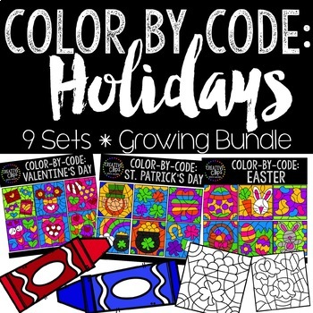 Preview of Color by Number or Code: Holidays Bundle {Creative Clips Clipart}