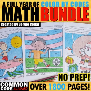 Preview of MATH MONTHLY Color by Code BUNDLE - ALL MY Color by Code: MONTHS COLLECTION!