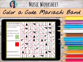 Preview of Color by Code | Mariachi Band  | Worksheet