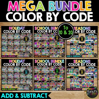 Color by Code Math Activities MEGA BUNDLE {Addition & Subtraction to 10 ...