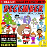 Color by Code: Math – DECEMBER – 1st Grade – EDITABLE – Co